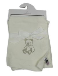 Nové - Smetanová pletená deka s medvědem Dunnes