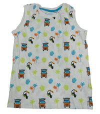 Bílé tílko s palmami a tukany C&A