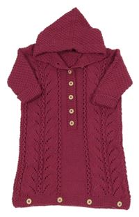 Vínový pletený fusak s kapucí