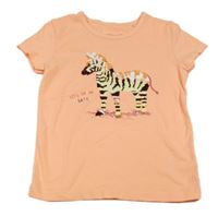 Neonově oranžové tričko se zebrou z překlápěcích flitrů Staccato