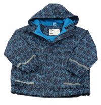 Tmavomodrá vzorovaná nepromokavá lehce zateplená bunda s kapucí X-Mail