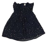 Tmavomodré šifonové šaty s hvězdami