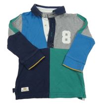 Šedo-modro-zelené polo triko s číslem Next