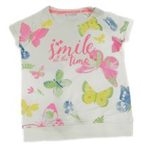 Bílé teplákové tričko s motýly a nápisem Cool Club