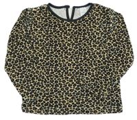 Béžovo-černo-hnědé sametové triko s leopardím vzorem Adams