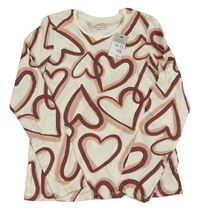 Nové - Smetanové triko se srdíčky Primark