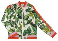 Smetanovo-zelená propínací mikina s listy H&M