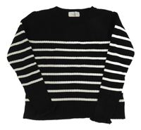 Černo-bílý žebrovaný svetr s pruhy H&M