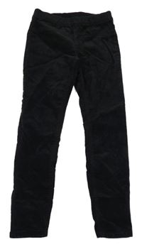 Černé manšestrové elastické kalhoty H&M