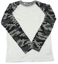 Bílo-šedé pyžamové triko s army rukávy F&F