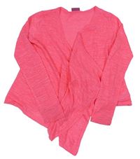 Neonově růžový lehký pletený lněný cardigan Next