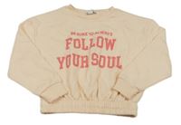 Meruňková crop mikina s nápisem Primark