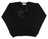 Černý lehký svetr se srdcem z flitrů H&M