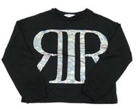 Černá crop lehká mikina s písmeny River Island