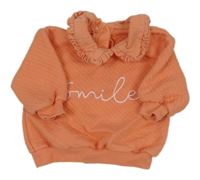 Lososová vzorovaná mikina s nápisem a smajlíkem Nutmeg