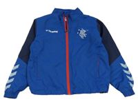 Tmavomodro-modrá fotbalová funkční šusťáková bunda s logem Hummel