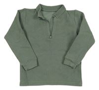 Khaki vzorované mikinotriko s límečkem George