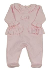 Světlerůžový vzorovaný overal s volánky 