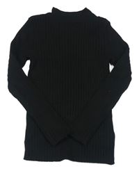 Černý žebrovaný lehký svetr George