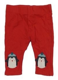 Červené legíny s tučňáky hema