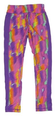 Fialovo-žluté vzorované sportovní legíny dunnes 