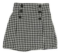 Černo-bílá vzorovaná úpletová sukně s knoflíky 