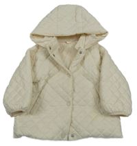 Smetanová prošívaná zateplená bunda s kapucí Zara