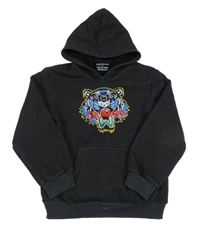 Černá mikina s tygrem a kapucí 