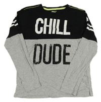 Černo-šedé triko s nápisy Rebel