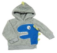 Šedá chlupatá mikina s dinem a kapucí Bluezoo