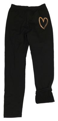 Černé thermo legíny se srdcem shein