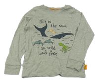 Šedozelené melírované pyžamové triko s velrybou Next