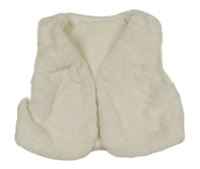 Smetanová kožešinová podšitá vesta