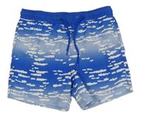 Modro-bílé vzorované plážové kraťasy ovs 