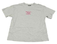 Světlešedé melríované tričko s nápisem 