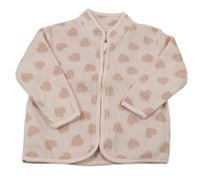 Světlerůžová plyšová propínací mikina se srdíčky Matalan