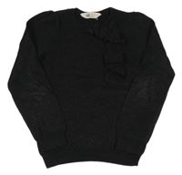 Černý lehký třpytivý svetr s volánkem H&M