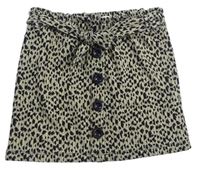 Béžová žebrovaná úpletová sukně s leopardím vzorem a páskem Primark