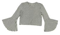 Černo-bílé vzorované crop triko s volnými rukávy Matalan
