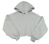 Světlešedá melírovaná crop mikina s kapucí New Look