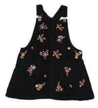 Černé manšestrové květované laclové šaty F&F