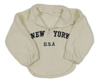 Bílá fleecová crop mikina s nápisem