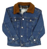 Tmavomodrá podšitá riflová bunda s beránkem H&M