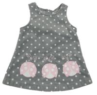 Šedé puntíkaté fleecové šaty s beruškami 