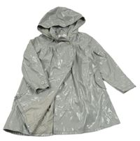 Šedý voděodolný podšitý jarní kabátek kabátek s kapucí 