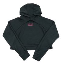 Černá crop mikina s nápisem a kapucí George