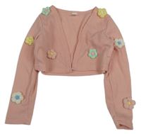 Růžové bolerko s 3D květy Shein