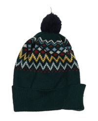 Zeleno-barevná vzorovaná čepice s bambulí H&M