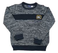 Tmavomodrý melírovaný svetr s dinem Lupilu