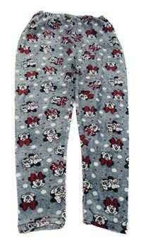 Šedé melírované plyšové třpytivé domácí kalhoty s Minnie 